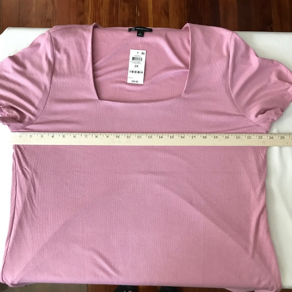 INC INTERNATIONAL CONCEPTS Ribbed Short Sleeve Square Neck Top Plus Size 2X NWT - Picture 8 of 16